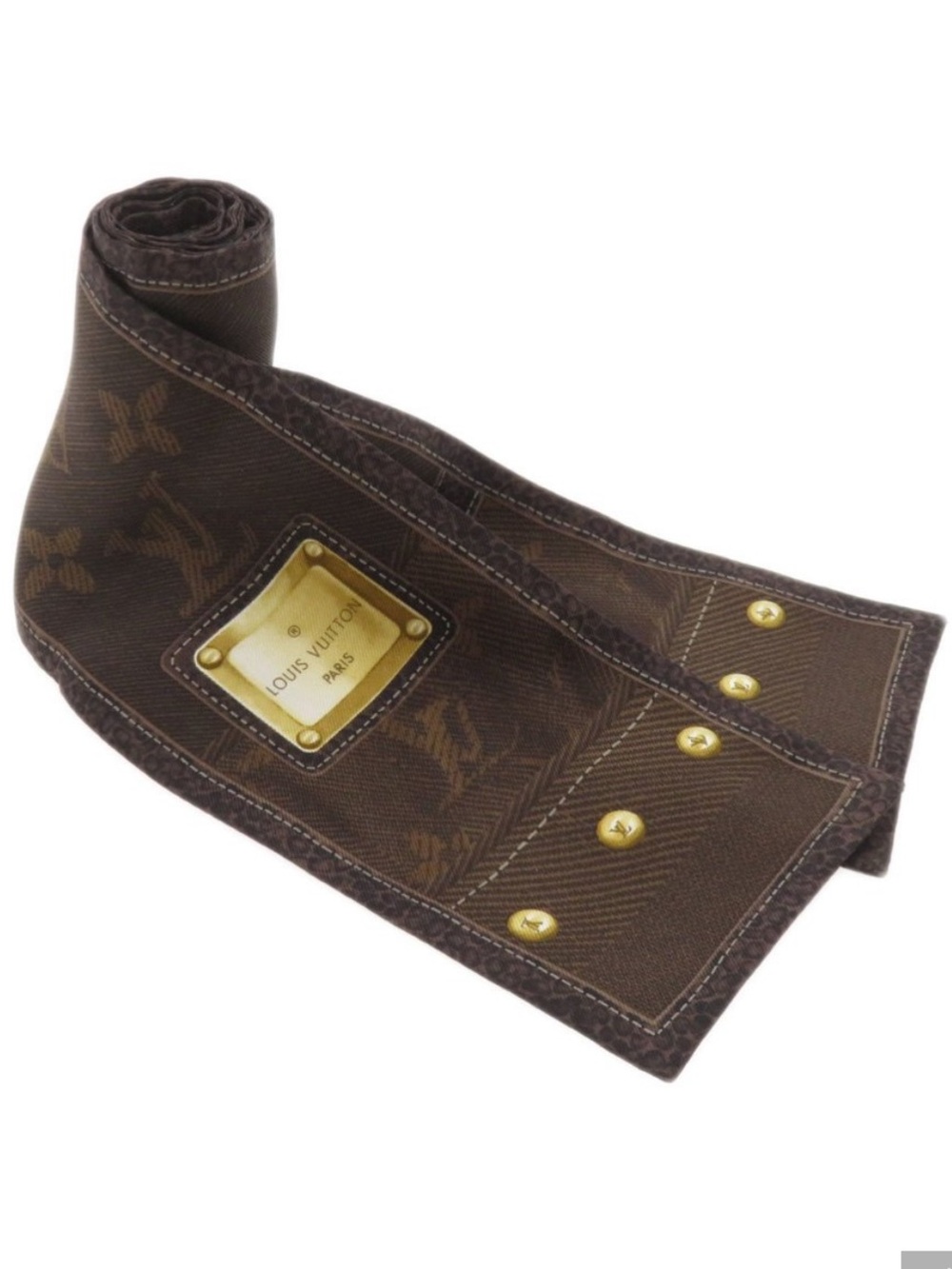 Louis Vuitton Bandeau New Denim Twilly Scarf Brown Authentic M72396